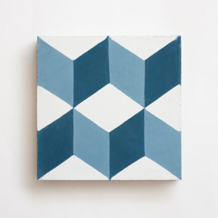 Mosaico Hidráulico Blue Cube Azul Branco Encaustic Cement tile Blue Cube Blue White