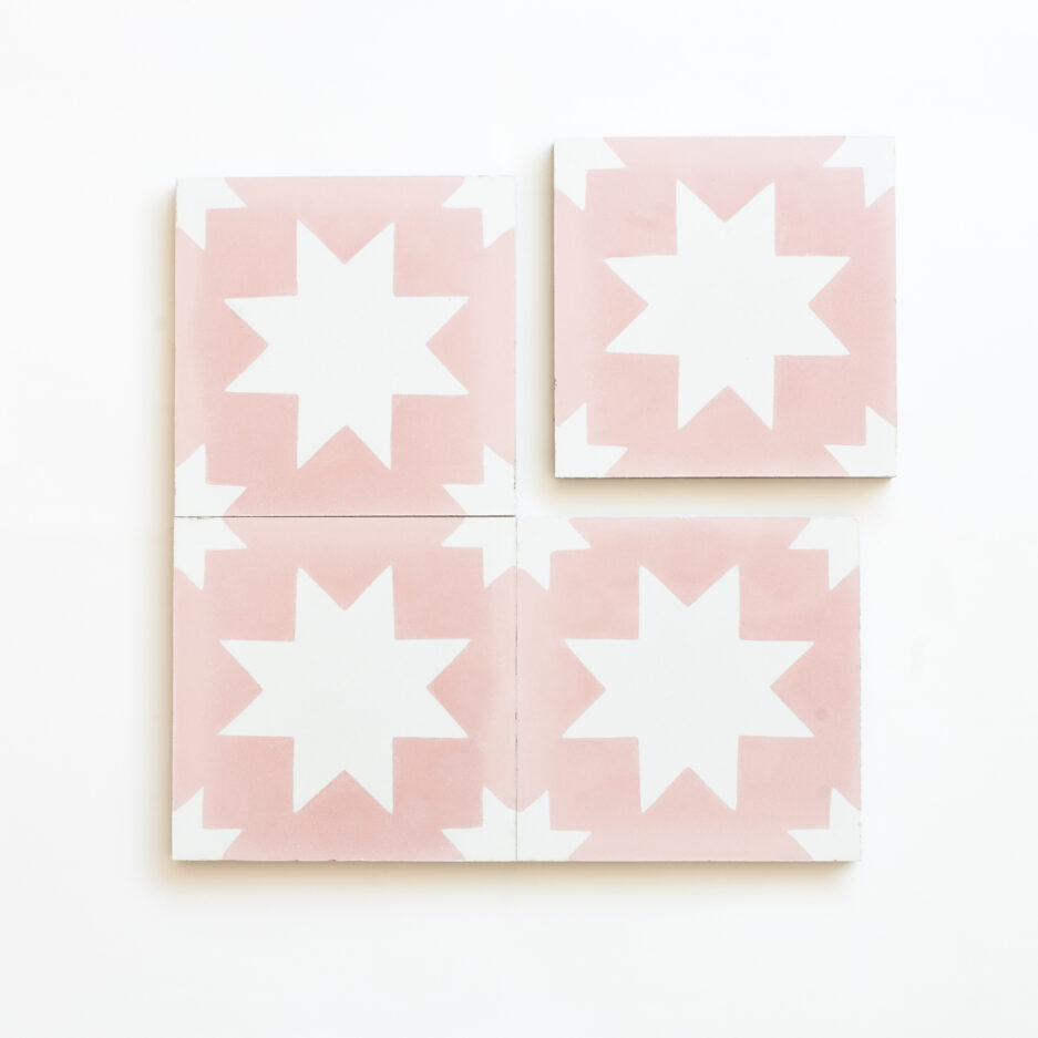 Mosaico Hidraulico Pink Bold Star - Cement tile - Loja do Azulejo - Tiles shop online 3